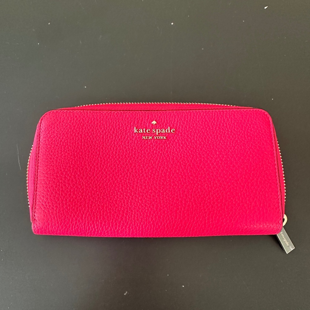 Hot pink, coral  Kate Spade zippered wallet, small clutch, NWoT